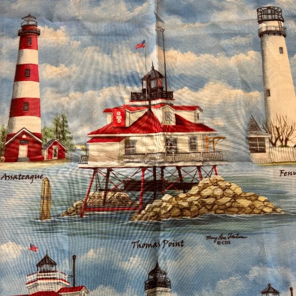 Lighthouses Fenwick Assateague Thomas Point Outdoor Flag Blue Mary Lou Troutman - Picture 6 of 14